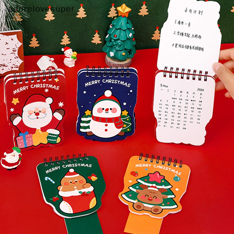 AD1PH 2024 Christmas Desk Calendar Mini Cartoon Cute Patterns Table