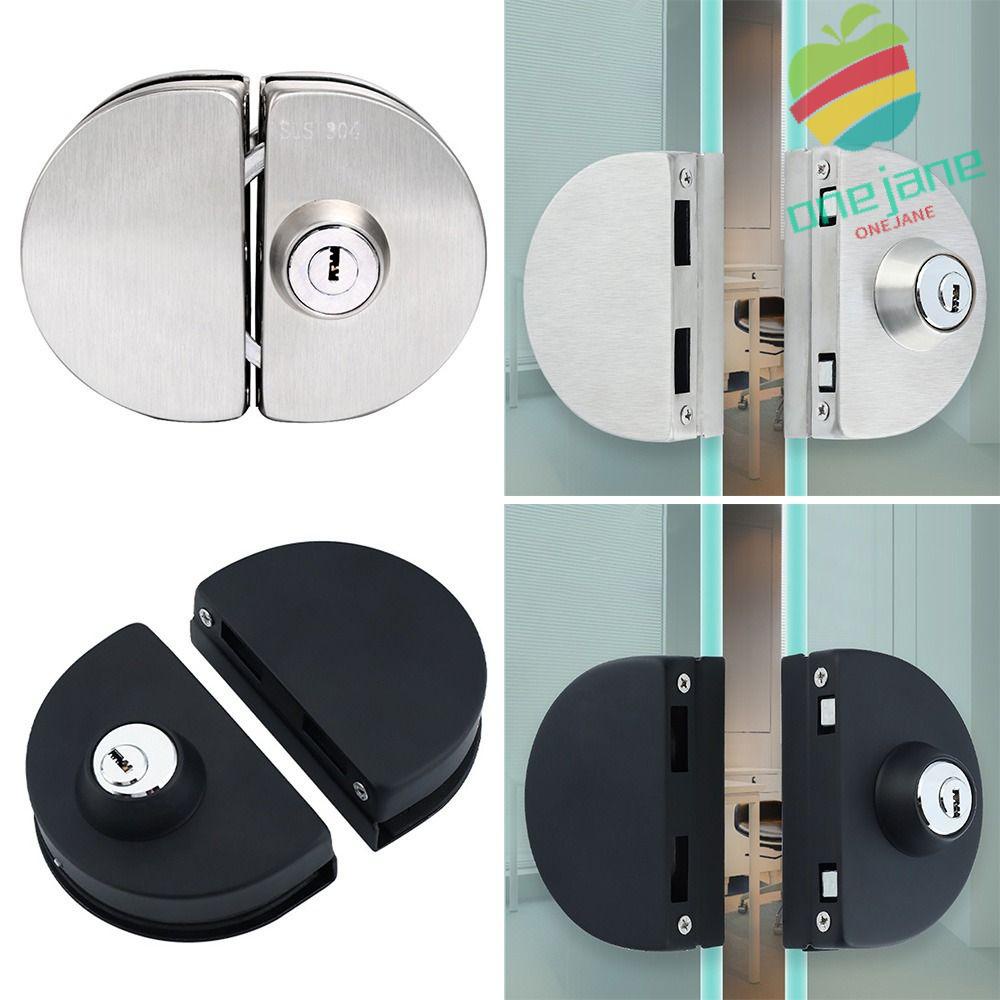 ONEJANE Glass Door Lock PunchFree Double Open Sliding Stainless Steel