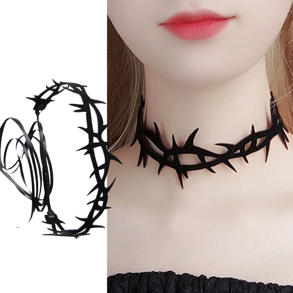 1 Pc Gothic Rope Tie Necklace Retro Black Thorn Necklaces Vampire ...