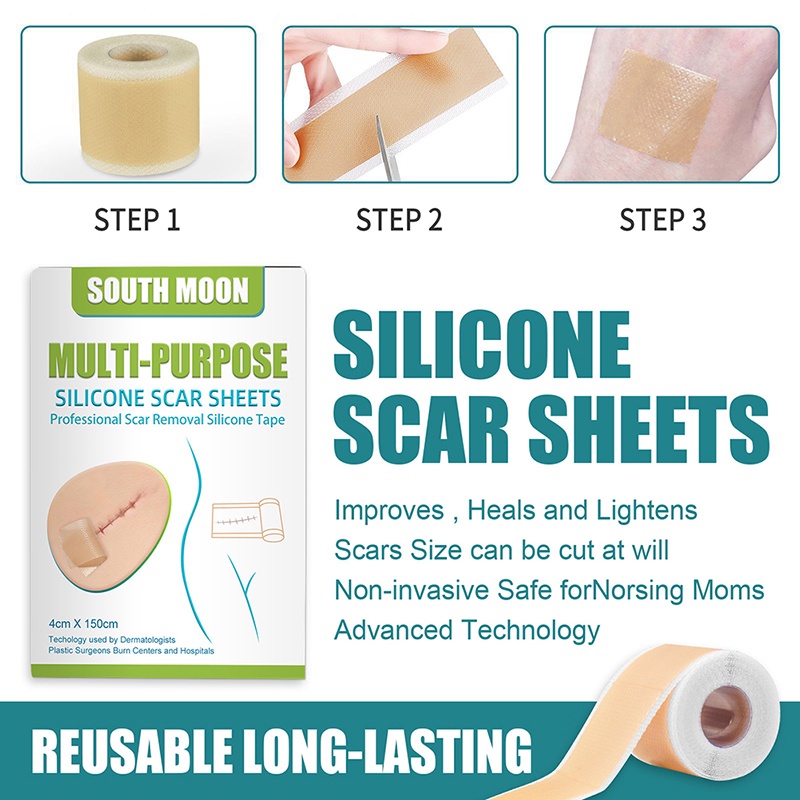 LYN 4cm*1.5m Surgery Scar Removal Sticker Sheet Patch Silicone Gel ...