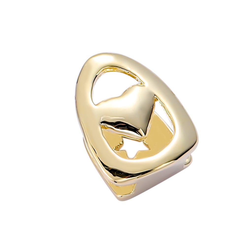 European American Hip Hop Braces Hollow Heart Single Gold Braces teeth ...