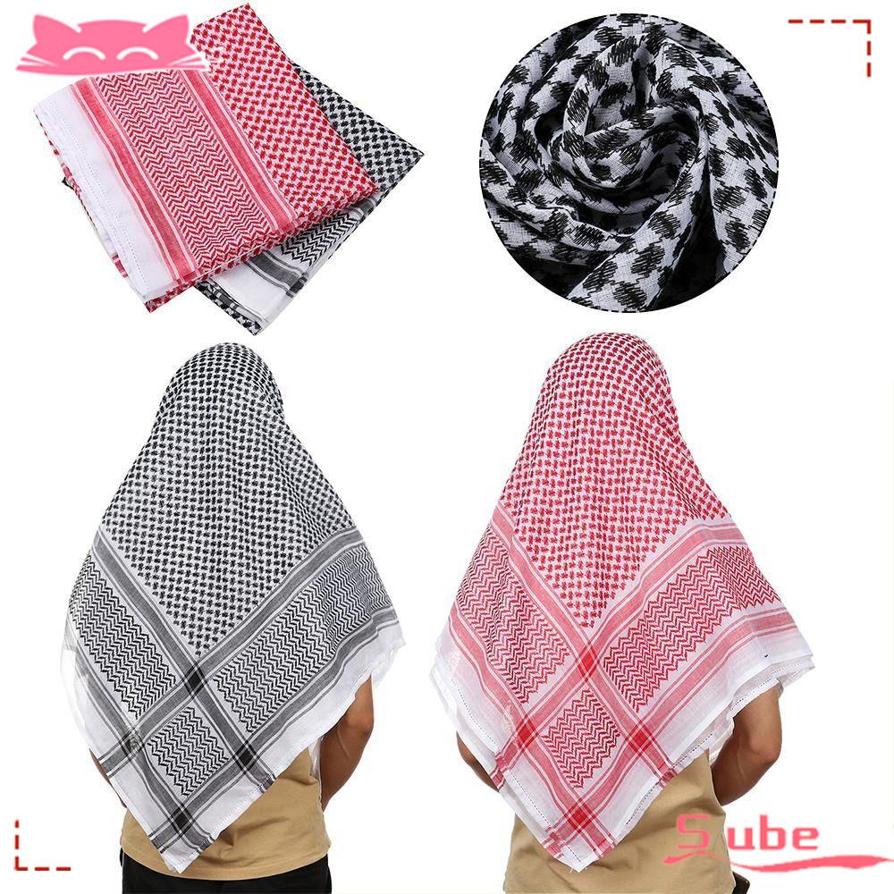 Sube 1pcs Muslim Shemagh Scarf Palestine Bandana Square Neck Wrap Arabic Turban Hijab Islamic