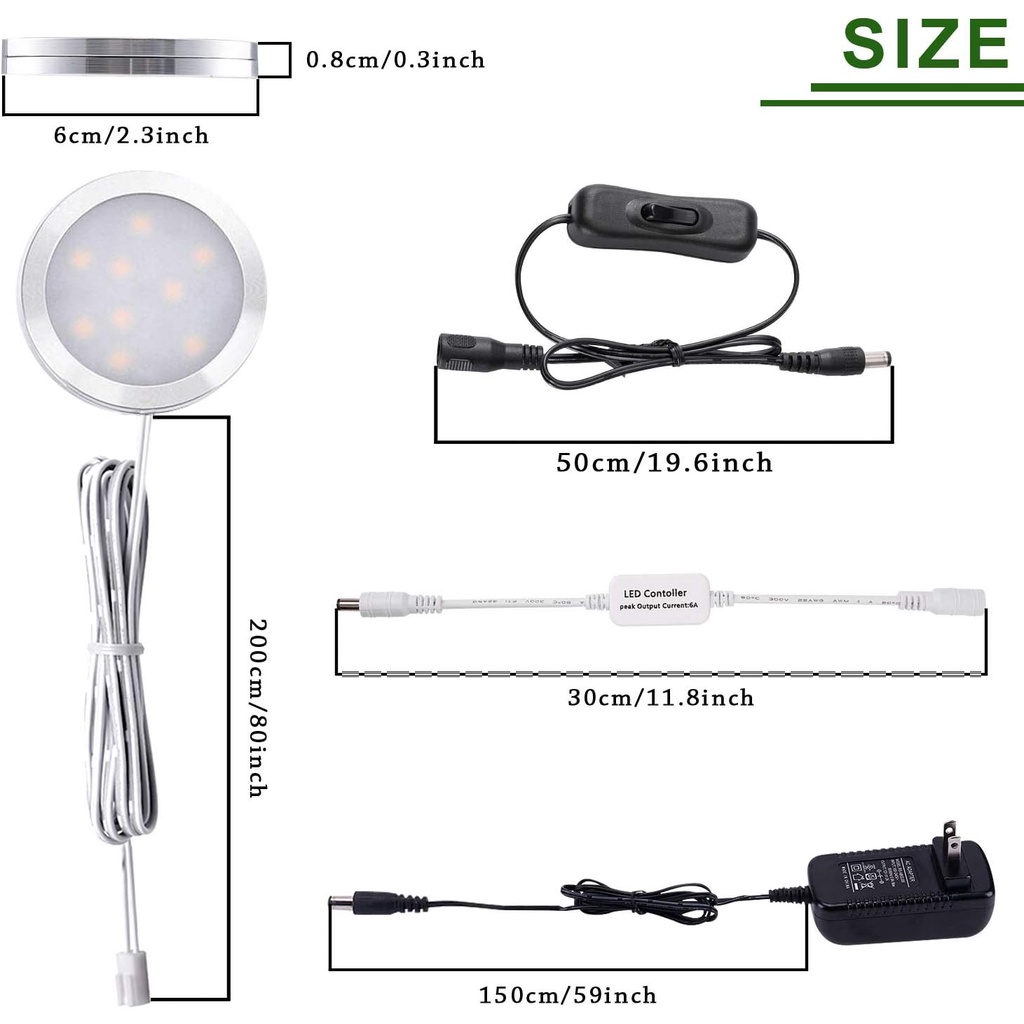 AIBOO LED under the cabinet lighting adjustable light with radio ...