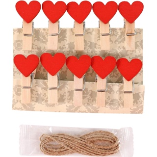 Mini Clothes Pins for Photo, 100 PCS Blue Heart Small Wooden Clothespins  with String 10.9 Yard Twine, Picture Hanger Display Clips for Classroom  Baby