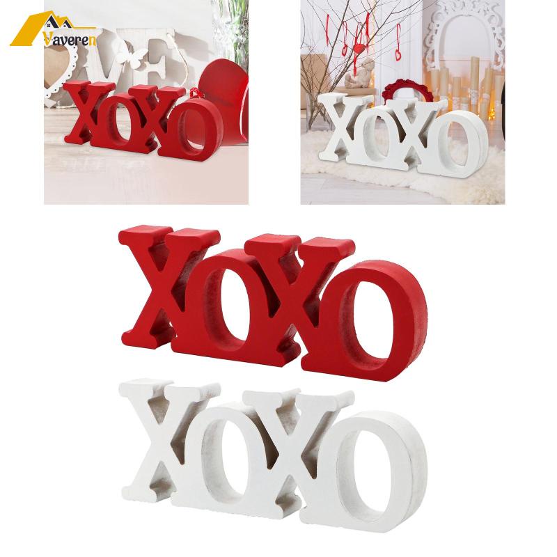 [Vaveren] Xoxo Statue Decorative Figurine Valentine's Day Decor Wooden