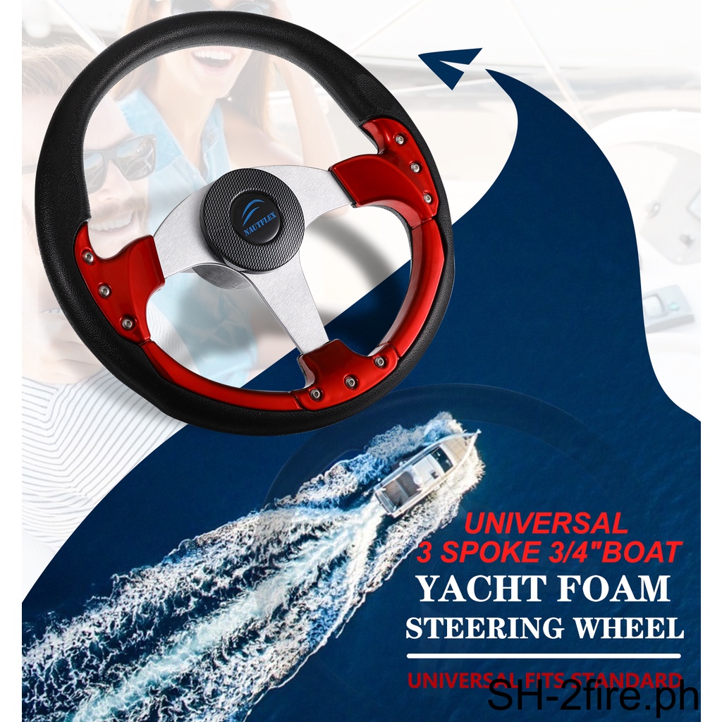Speed Boat Steering Wheel 3 Spoke Replacement Leather Inch Shaft