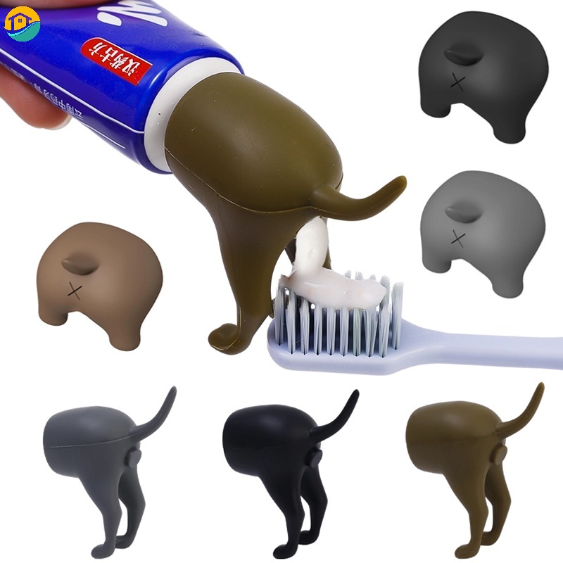 Funny Pooping Dog Butt Toothpaste Topper Silicone Toothpastes Dispenser 