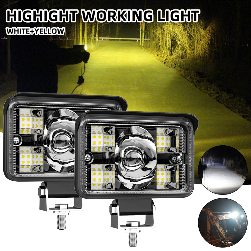 LED work light two color modes 78W bar square spotlight 12V 24V work ...