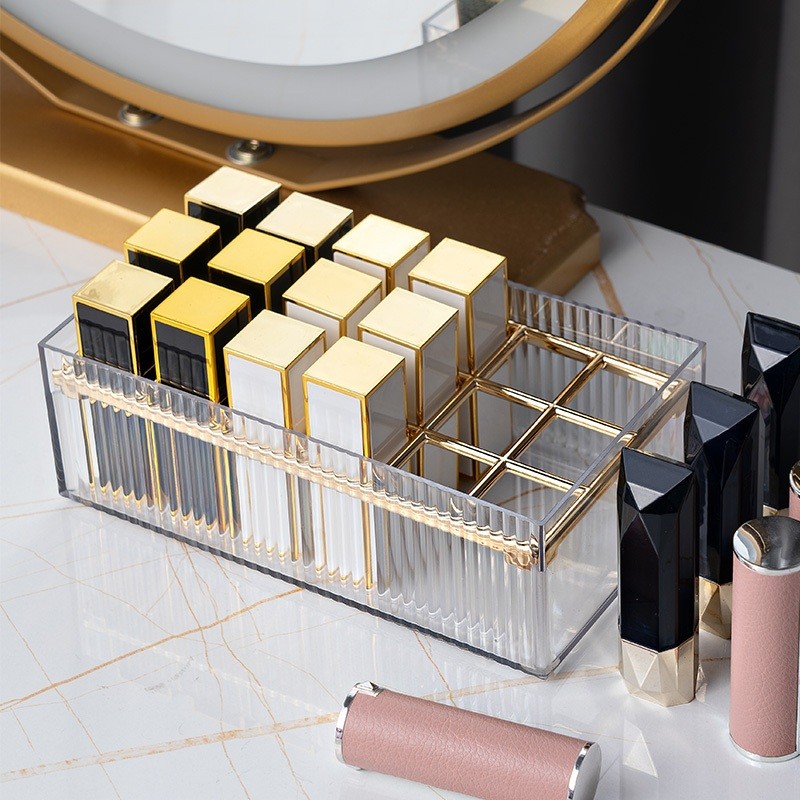 18 Lipstick Case Display Rack Gold Border Dividers Elegant Design ...