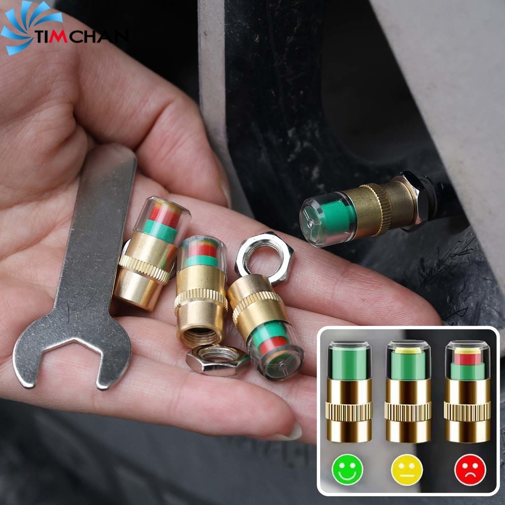9Pcs/Set Car Tyre Pressure Warning Cap - Tire Pressure Indicator Kit ...