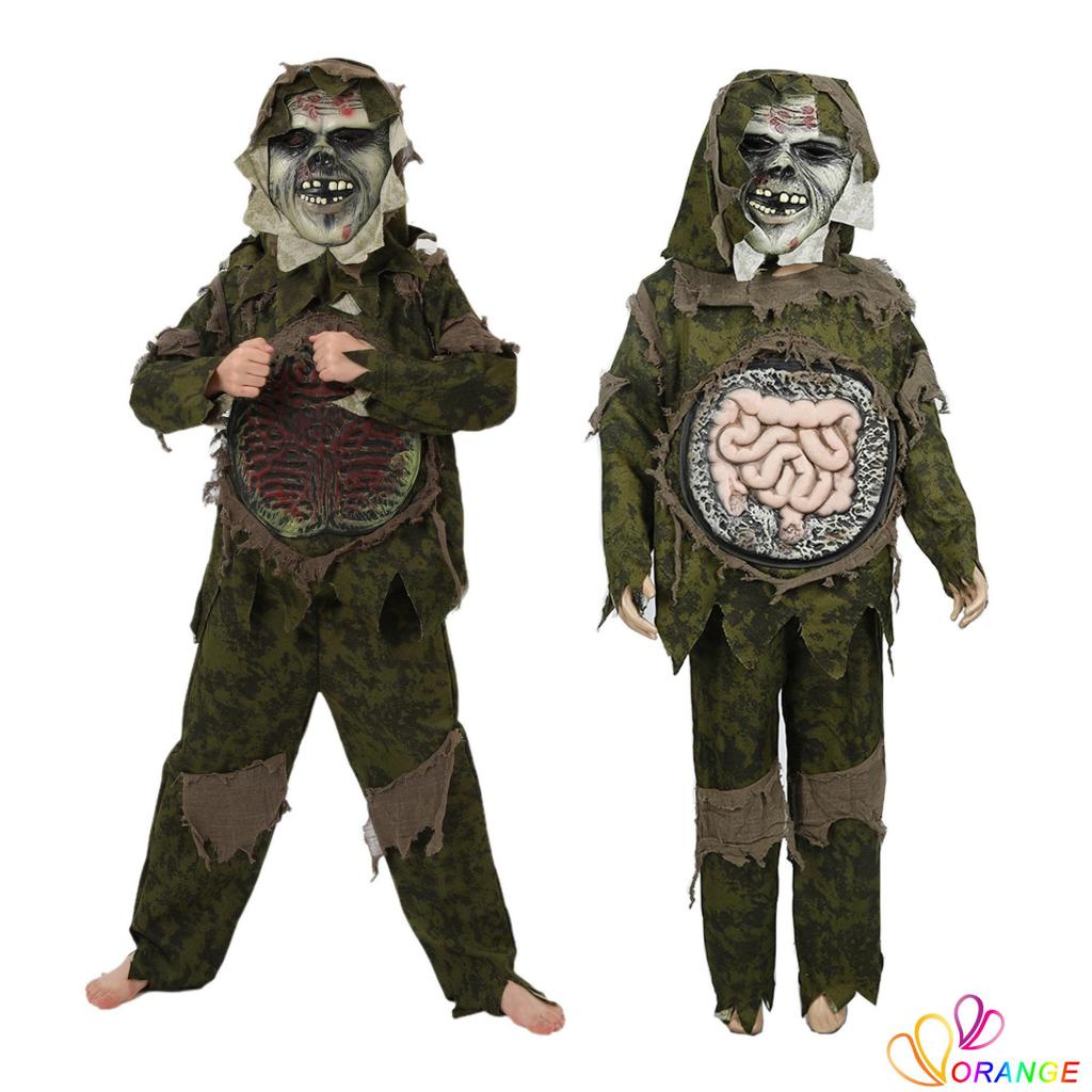 ORD7-Kids Swamp Monster Costume Deluxe Living Dead Zombie Costume Scary ...