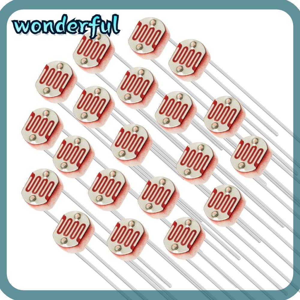 WONDER 20pcs 5mm 1ohm Photoresistor, LDR Resistor 5528 GL5528, Photo ...