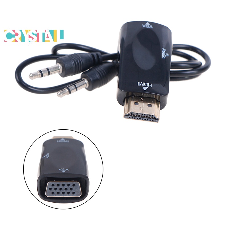 Crystal- HDMI to VGA Adapter Audio Cables Converter Male to Female HD ...