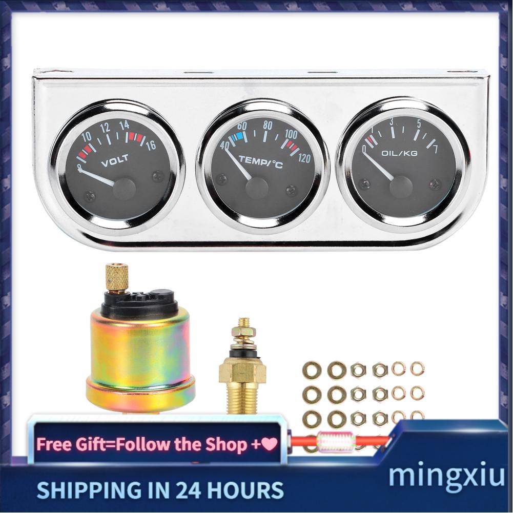 Mingxiu Triple Gauge Cluster Set Car Volt Meter Clearly Displayed Water