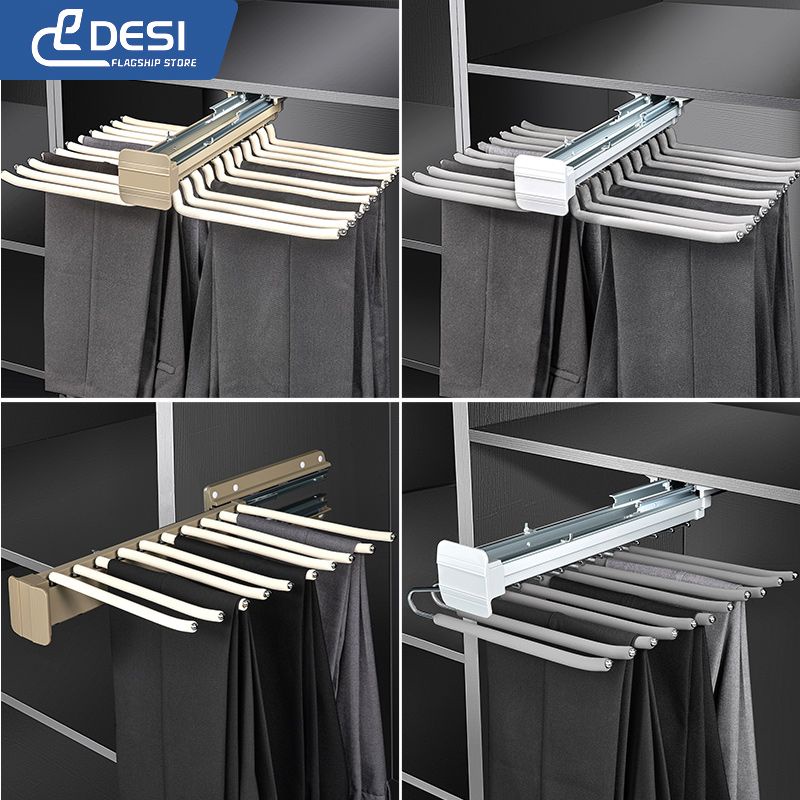 Built-in slide rails hangers Top Loading Trouser Rack Telescopic ...