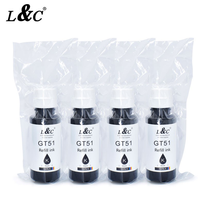 ♟L&C Refill GT51 Ink Black Dye Ink For HP Printer GT5810 GT5820 GT5811 ...
