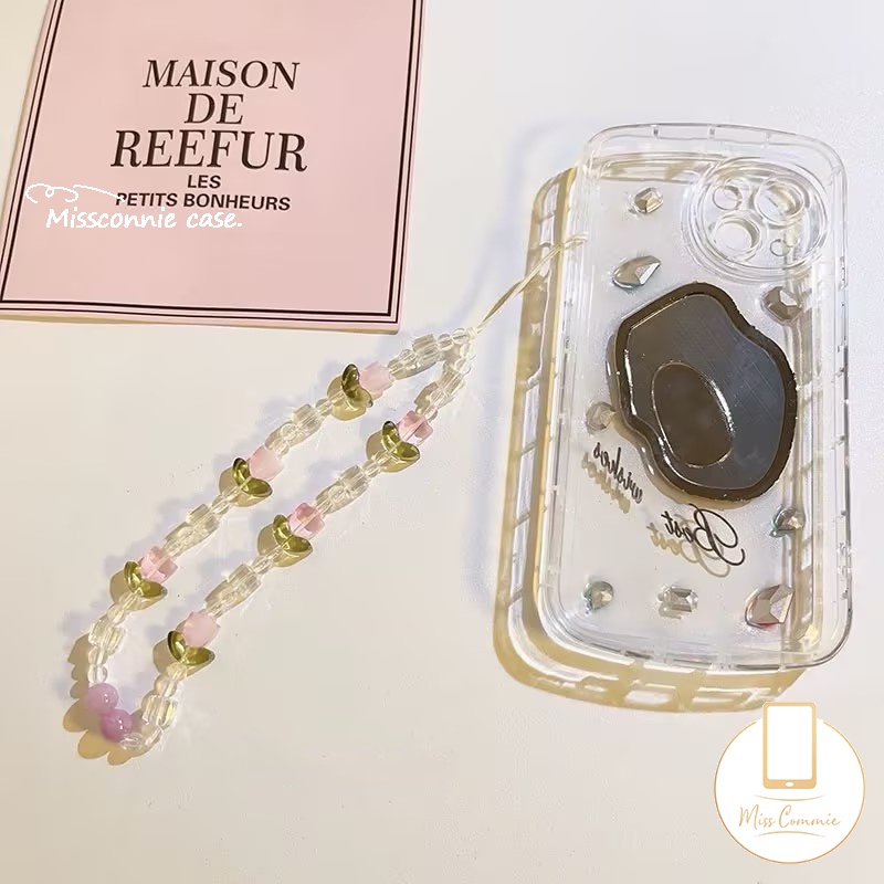 TypoGrove Yellow Mobile Phone Strap Beaded Flower Bracelet Creative Hanging Rope Keychain Mobile Phone Lanyard Beaded Flower Anti-Lost Phone Case Lanyard Wrist Strap Cell Phone Charms Accessories - View #7