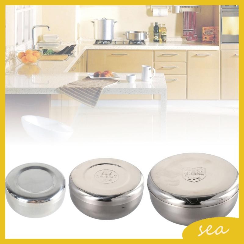 SC Stainless Steel Rice Bowl Easy to Carry Serving Bowl with Lid Metal ...