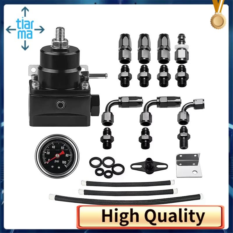 Great Adjustable Fuel Pressure Regulator Kit Oil 0-100psi Gauge -6AN ...