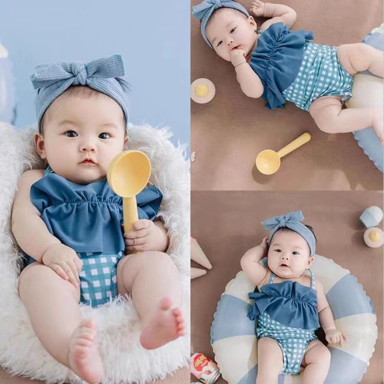 Newborn Swimsuit Photography Clothing Hundred Days Beach Seascape Blue