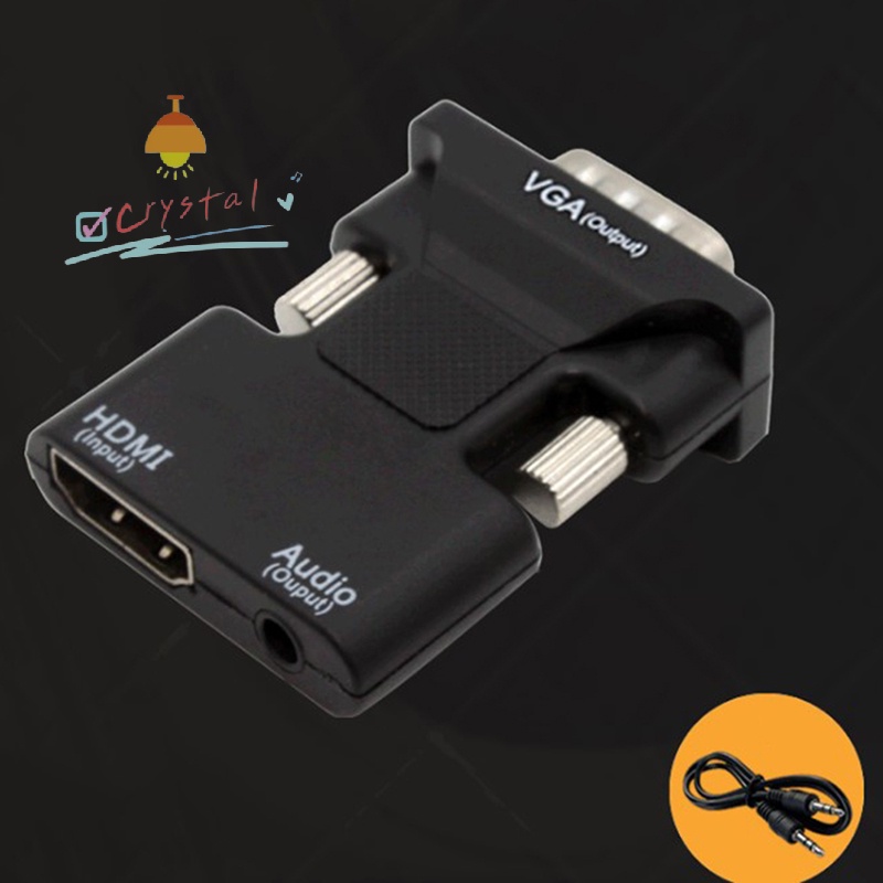 Crystal HDMI Female to VGA Male Converter with Audio Adapter Support