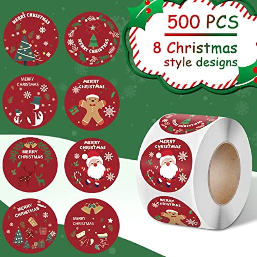 500Pcs Merry Christmas Stickers for Kids, Christmas Labels Xmas