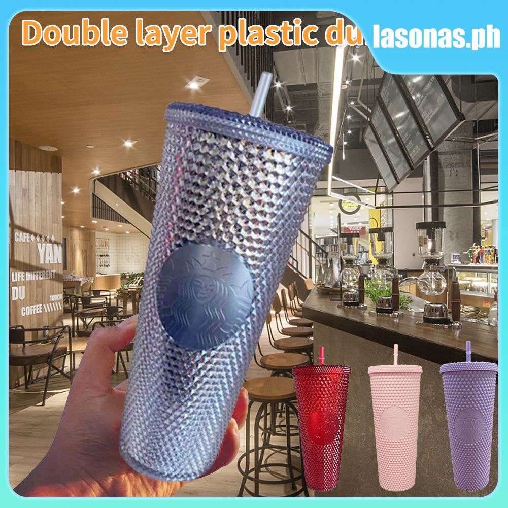 Starbucks Tumbler Straw Cup Reusable Studded Durian Cup Coffee Cup For Cold Drinking 710ml/24oz