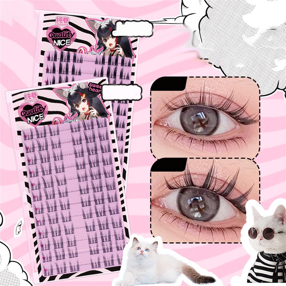 Ins Style Natural Cat Ear Elf False Eyelashes for Women Simulation Long