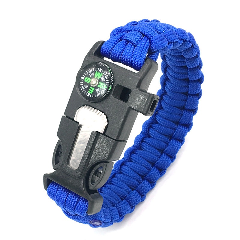 ShopCom Outdoor Camping Bracelet With Whistle Flint Fire Starter