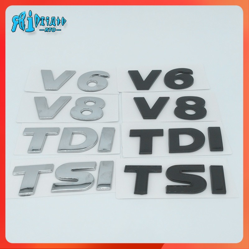RTO 1pcs 3D ABS V6 V8 TDI TSI Car Rear Bumper Trunk Letter Emblem ...