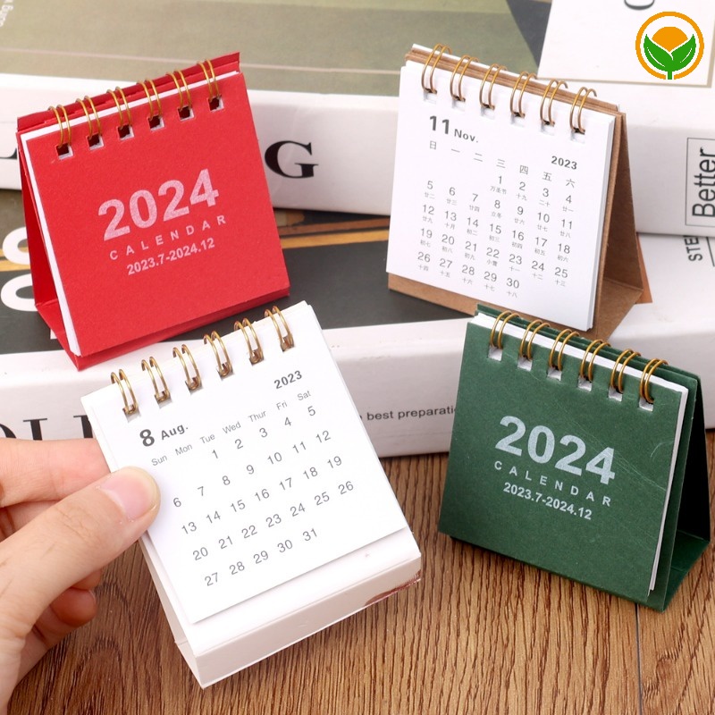 Cute Mini 2024 Desktop Flippable Calendars / Simple Foldable Calendar ...