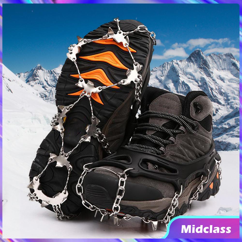 24 Teeth Ice Crampon Winter Climbing Snow Grips Shoe Boot Grips Chain