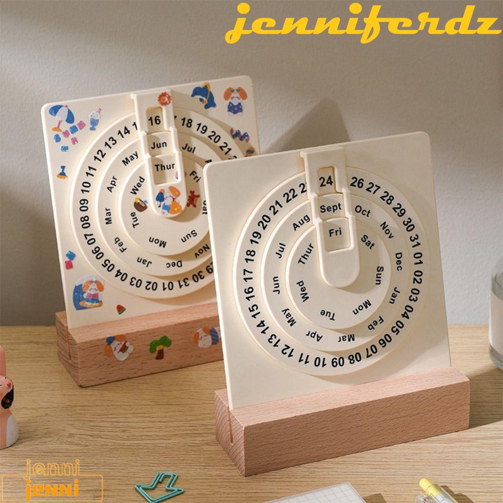 JENNIFERDZ Wooden Wheeling Calendar, Miniature Art Ornament Desktop
