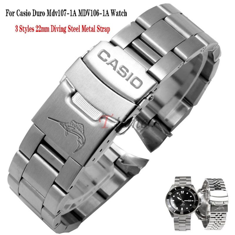 Diving Stainless Steel Strap for Casio Duro Mdv107-1A MDV106-1A Metal ...