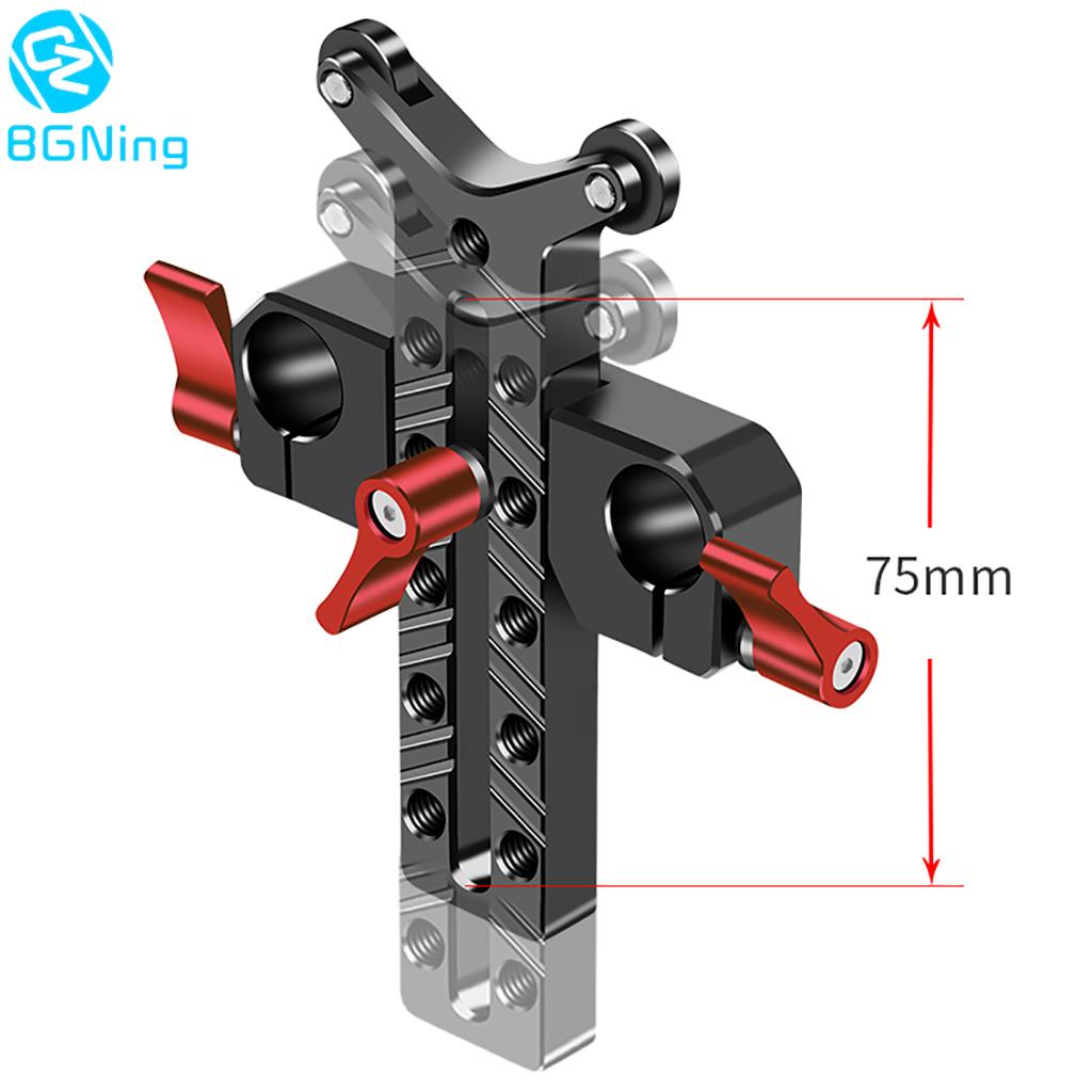 BGNing 15mm Dual Rod Clamp Height Adjustable 1/4 Camera Lens Vertical ...