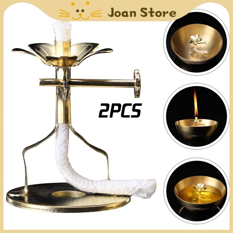 2Pcs Buddhist Altar Wick Lamp Stand Ghee Lamp Wick Holder Butter Lamp