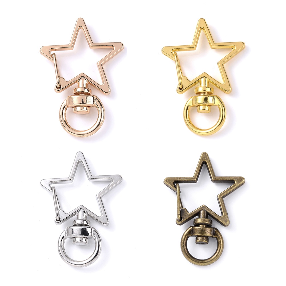 5pcs 24x34mm Gold Snap Hook Star Keychain Lobster Clasp Hooks Key Ring Key Chain For DIY Jewelry Making Accessories Shopee Philippines