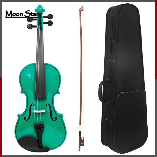 MO 4/4 Violin Full Size With Carrying Case Bow Set Solid Wood Violins