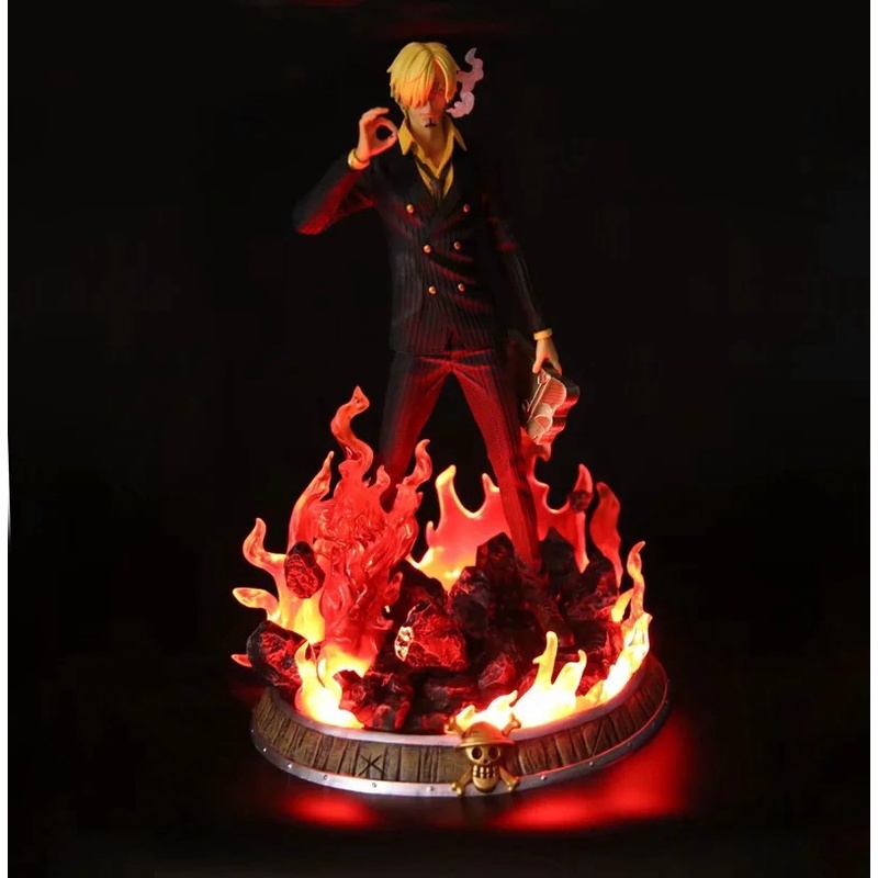 One Piece Black Foot Sanji Dream Sanji Flame Can Glow Statue Model ...