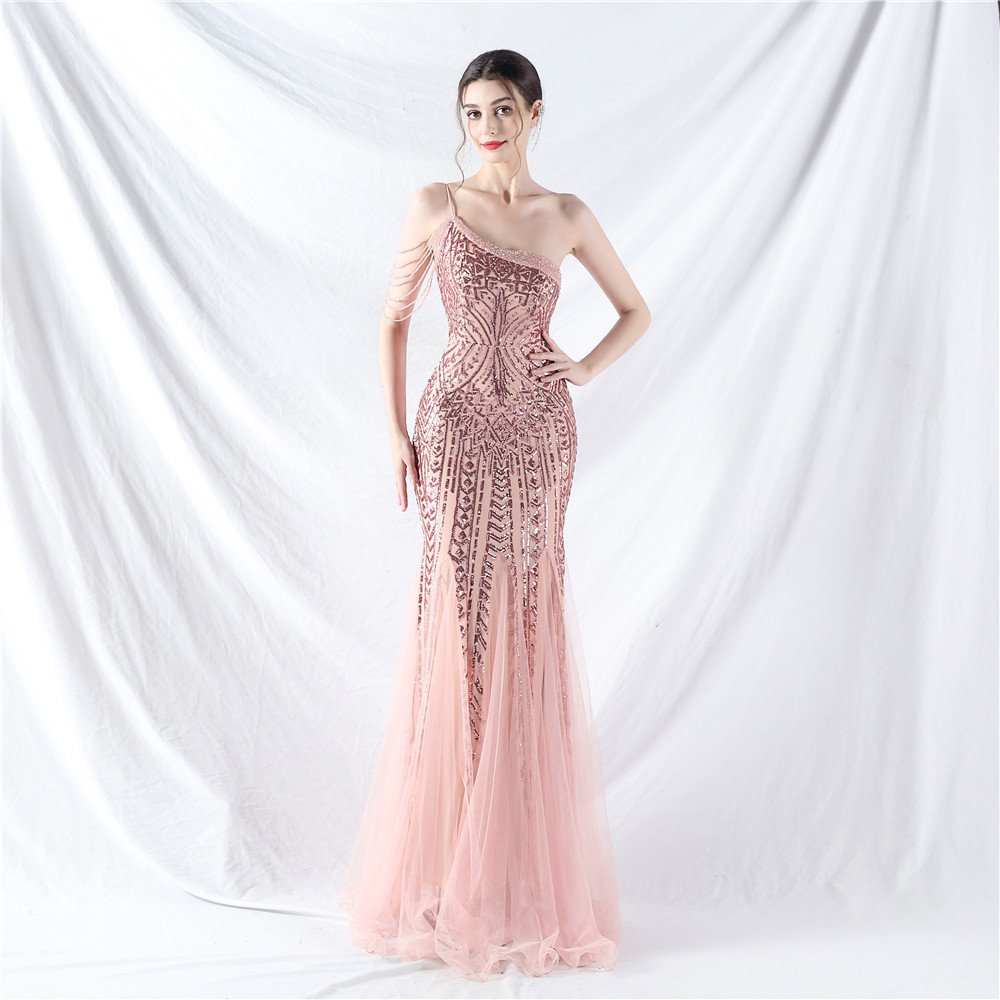 Off Shoulder 2 Piece Metallic Floor Length Formal Evening Dresses with Sequins main image 1