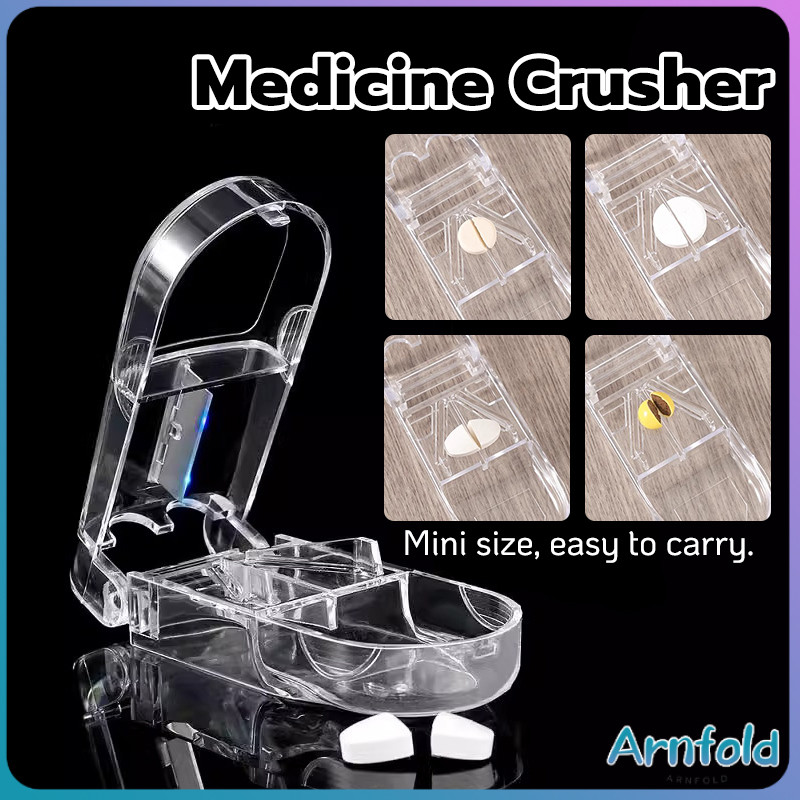 AF Square Round Transparent Pill or Tablet Cutter with Medicine Storage ...