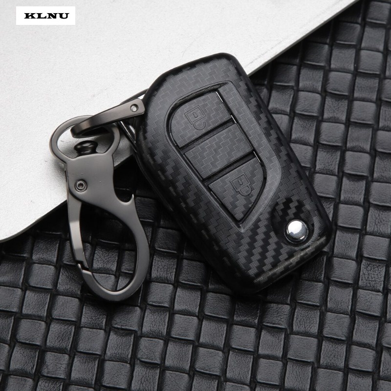 KLNU Carbon Fiber ABS Remote Car Key Holder Full Cover Case for Toyota ...