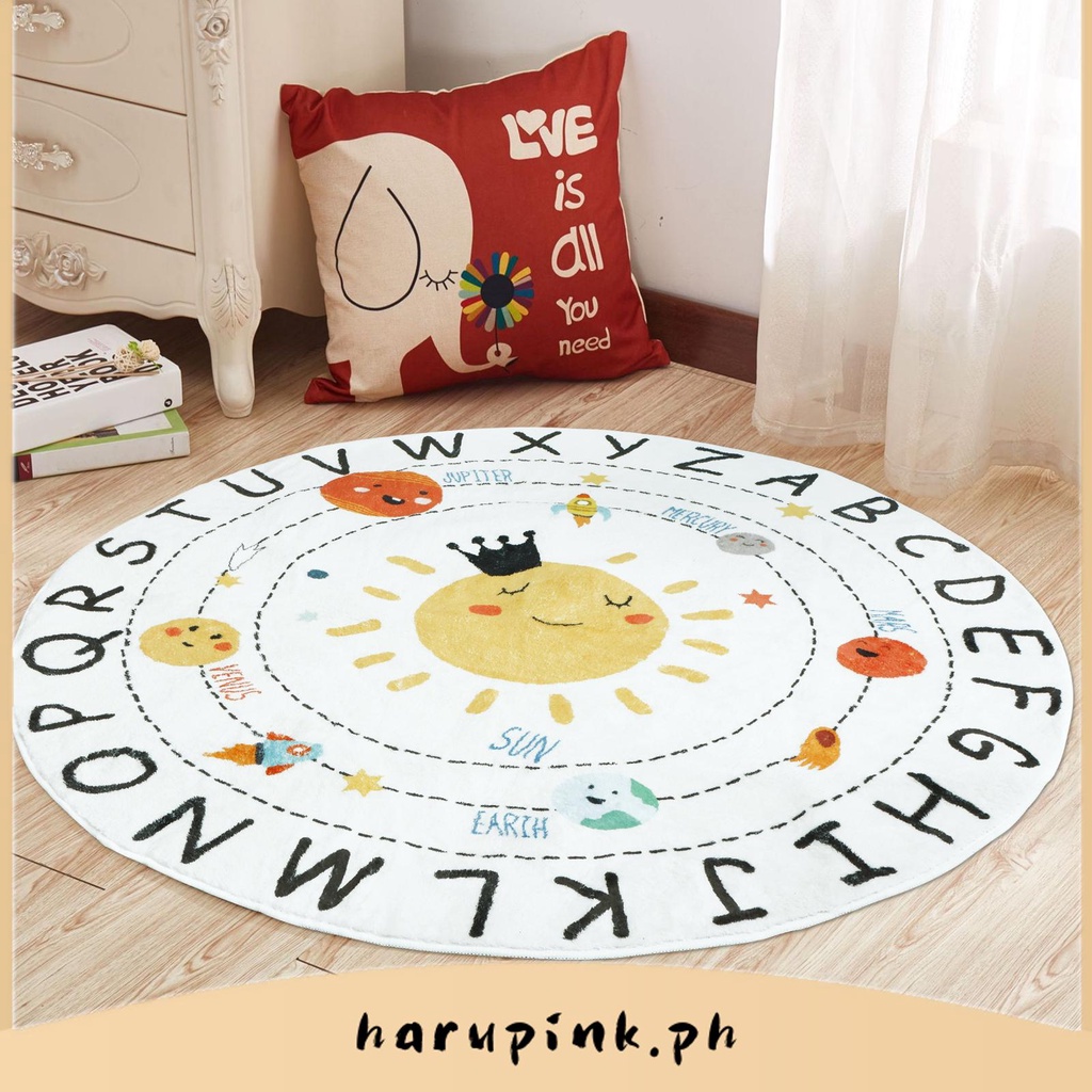 ABC Round Rug Colorful 4ft Kids Alphabet Rug Soft Educational Solar ...