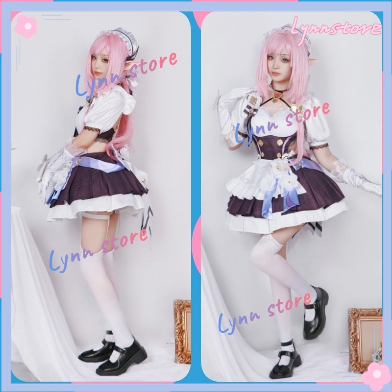 Game Honkai Impact 3rd: Elysia Maid Costume Miss Pink Elf Dress Cosplay ...