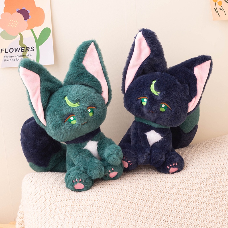 Genshin Impact Blue Green Cat Ears Tina Li Plush Toy Wanderer Pet ...