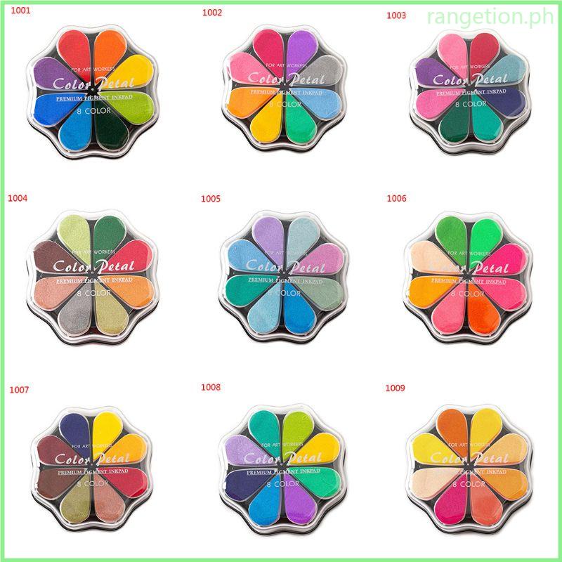 RAN Cute 8 Colors Water Drop Petal Ink Pad Stamp DIY Finger Painting