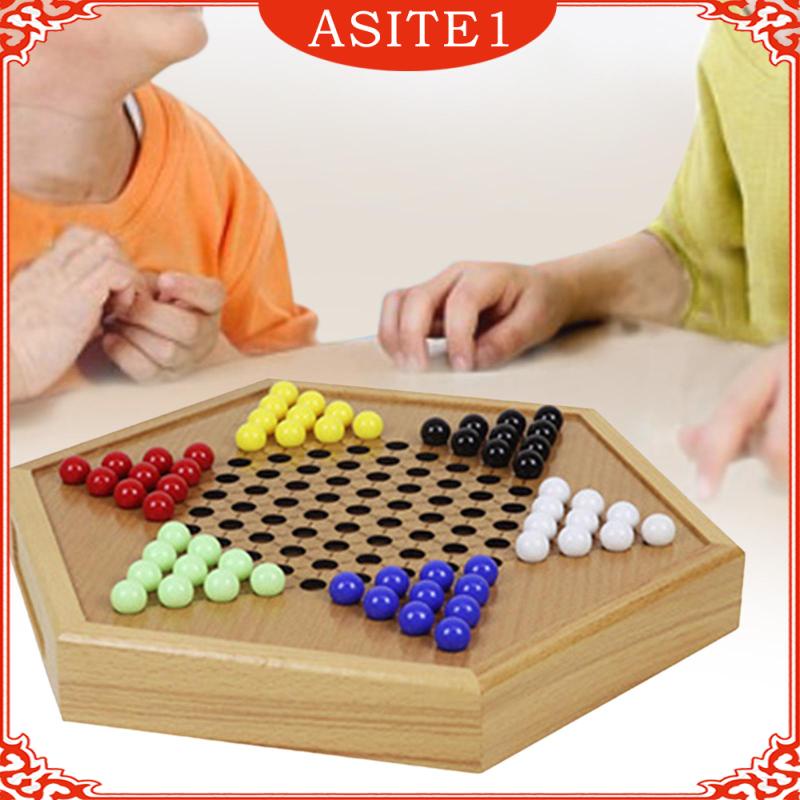 [ Wooden Chinese Checkers Classic Strategy Game Parties Family Creative
