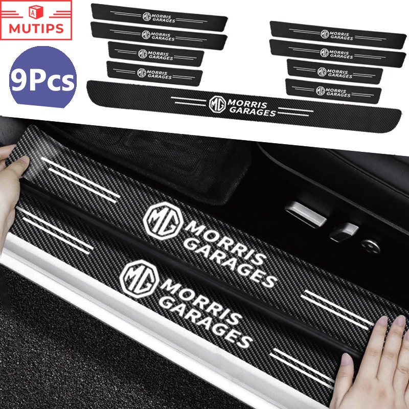 MG 9Pcs/Set Carbon Fiber Car Leather Door Sill Sticker Anti Scratch ...