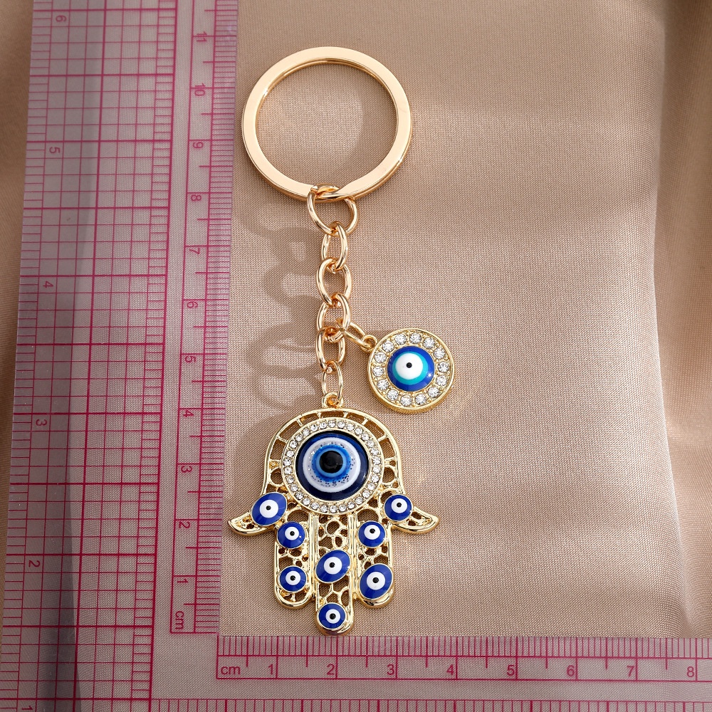 Hamsa Hand Fatima Blue Turkish Evil Eye Enamel Charm Keychain Lucky ...