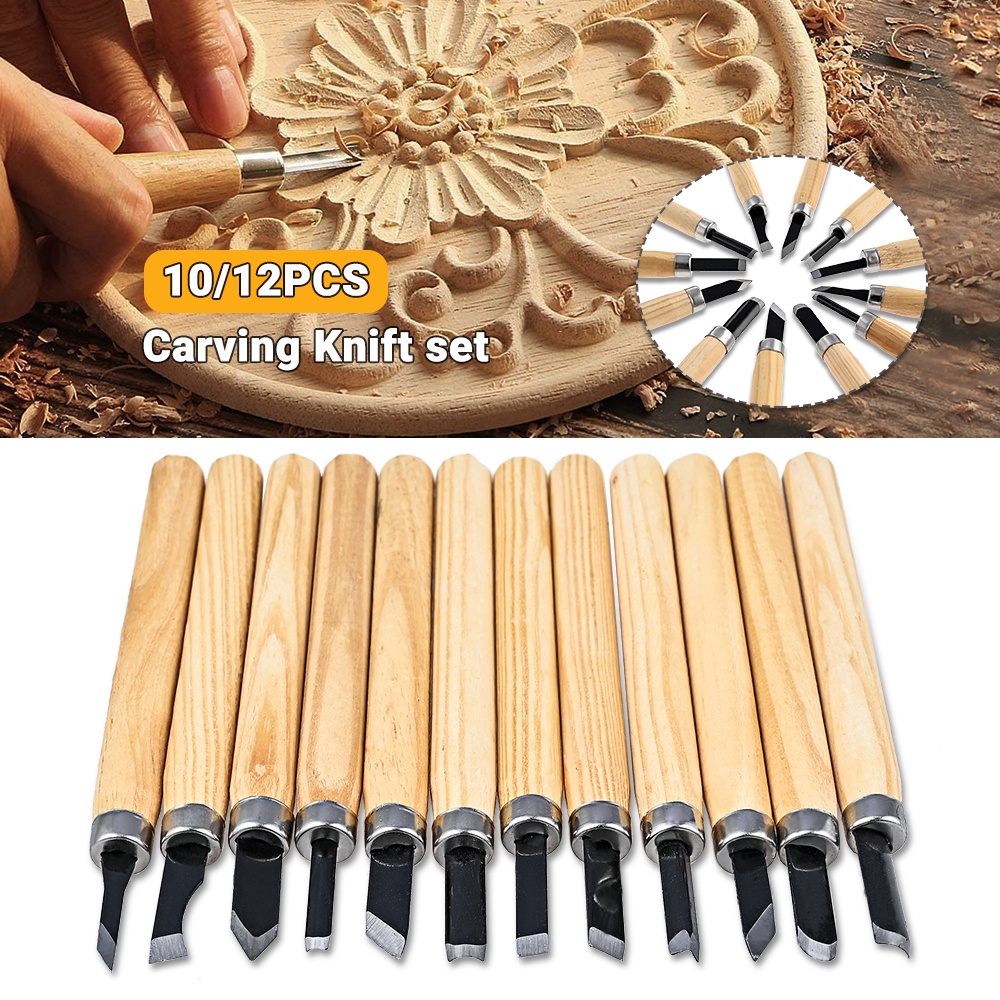 12pcs Wood Carving Knife Sculpture Woodworking Tools Woodcut Chisel Knife  Carpentry Engraving Pen